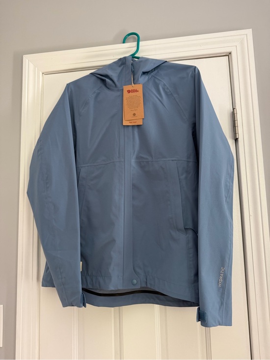 Fjallraven Jackets & Blazers - Fjallraven Light Blue Hooded Waterproof Raincoat- size small